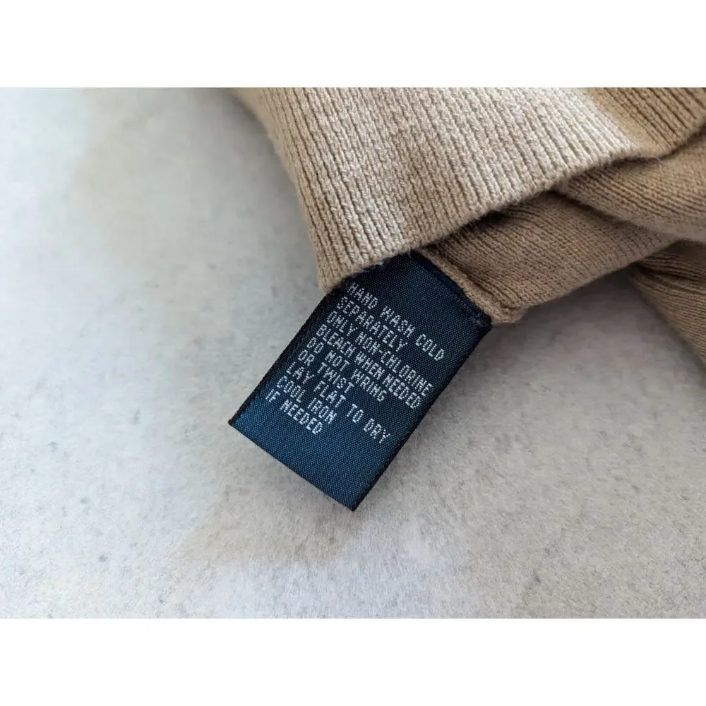 Polo Ralph Lauren Men's Large V-Neck Sweater Pullover Pima Cotton Beige Vintage